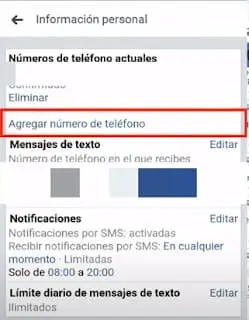 agregar nuevo número en Facebook cómo agregar el número telefónico en Facebook