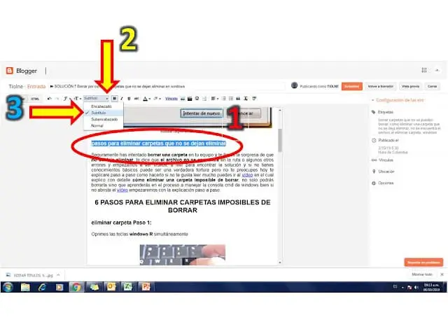 Cómo editar y aplicar subtítulos H3 en Blogger paso a paso