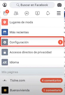 entrar en configuración en Facebook configuración en Facebook