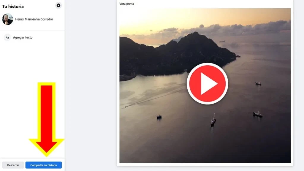 subir video en historia de Facebook en pc