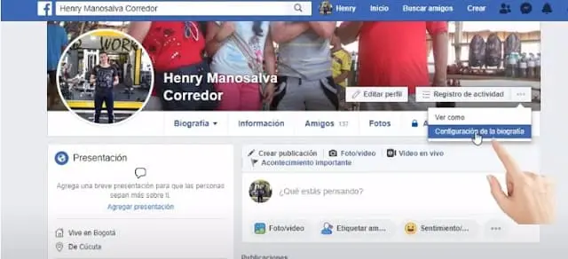 configuración de la biografía en Facebook configuración de la biografía en Facebook