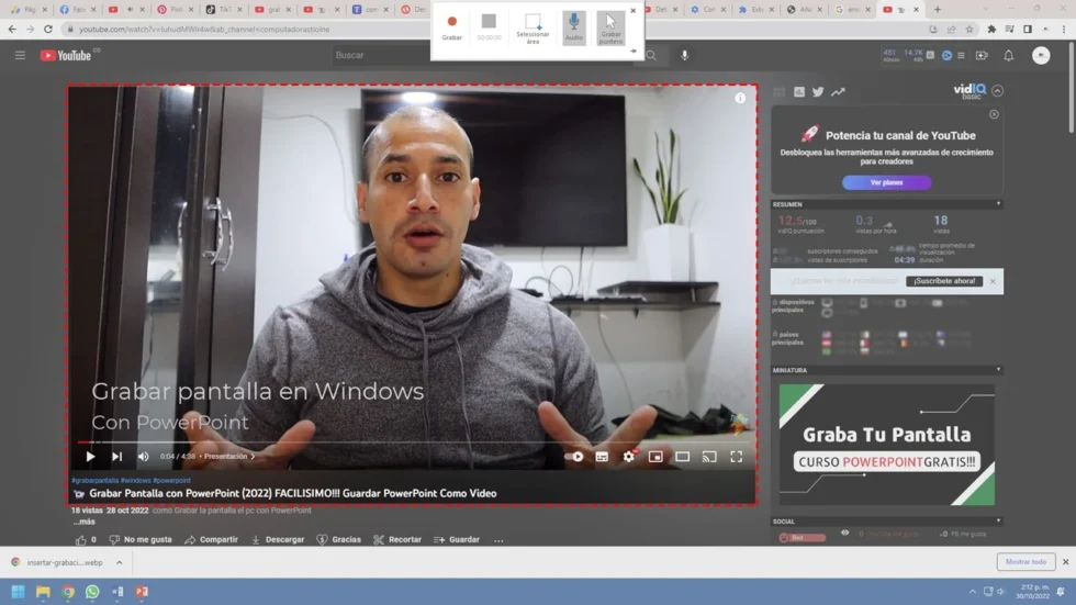 seleccionar pantalla para grabar con PowerPoint