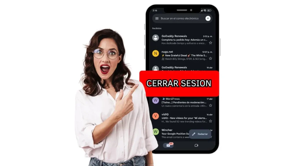 como cerrar sesion de mi cuenta de Gmail en el celular