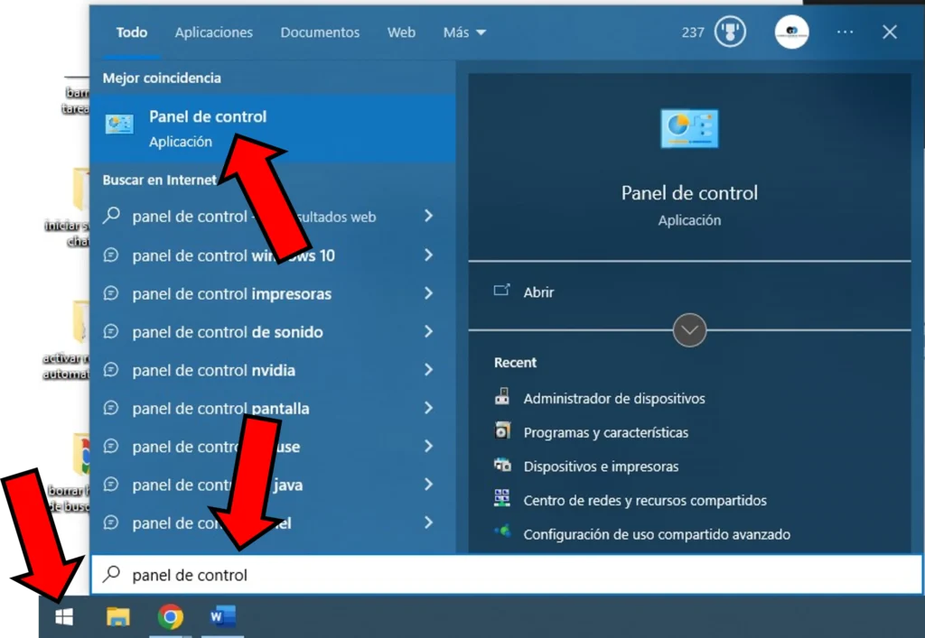 panel de control primer paso para cambiar el idioma en Windows