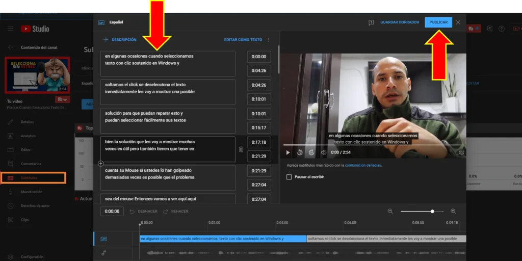Edición de Subtítulos en el Editor de Vídeo