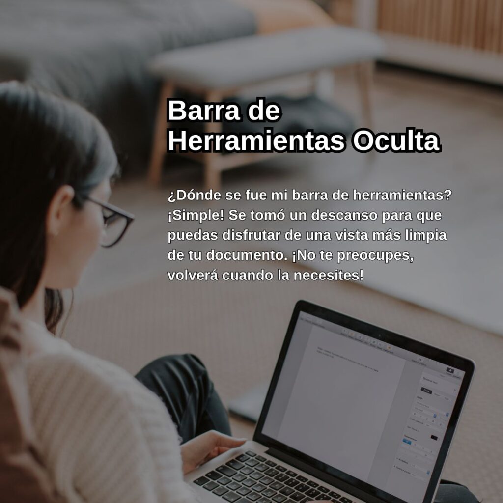 Modo de pantalla completa en Microsoft Word, donde la barra de herramientas está oculta temporalmente para una vista más amplia del documento