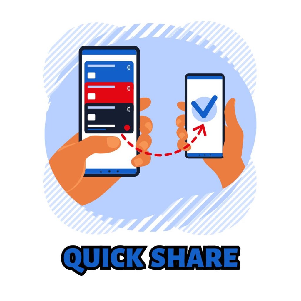 Pantalla de Quick Share en acción: Transferencia de archivos entre dispositivos Android y PC con alta velocidad.