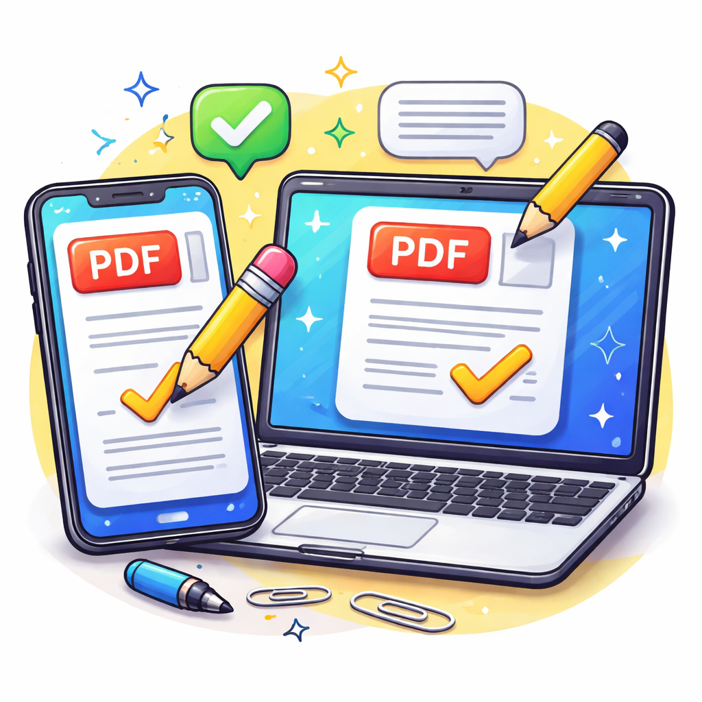 Celular y computadora editando un PDF, cómo editar un PDF en el celular o PC.