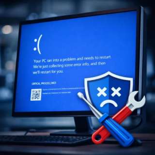 pantallazo azul windows 11 con error critical_process_died en pantalla y herramientas de reparación del sistema