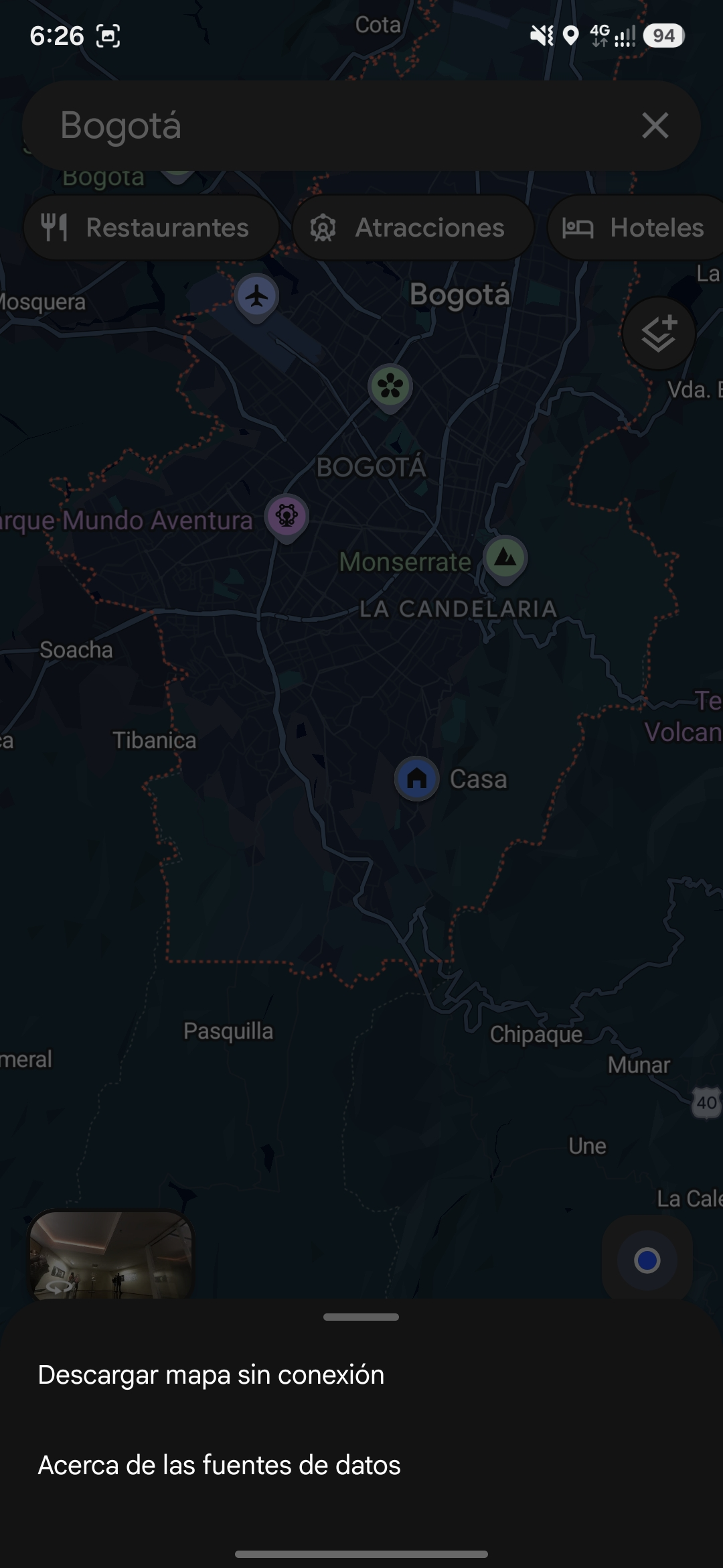 Seleccionar Mapas sin conexión en Google Maps